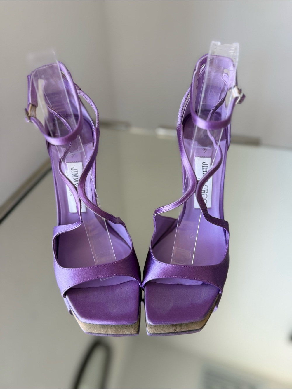 Like new JIMMY CHOO Azia 110 Wisteria Satin Sandals 37.5 - Picture 10 of 15